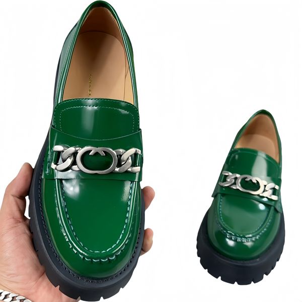 Designer woman ankle boot horsebite loafer shoe man suede Shoes Women Men Casual Dress green leather rubber lug sole completes the style Pla
