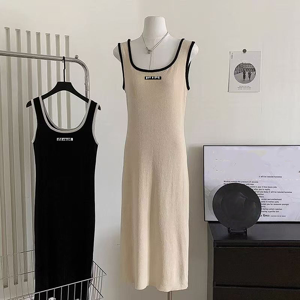 Womens Casual Dresses Sleeveless Printed Designer Vest Shirts Tops Short Tanks Shirts Classic Flat Skirts Woman Slim Outwears Summer Dress Vest S-L