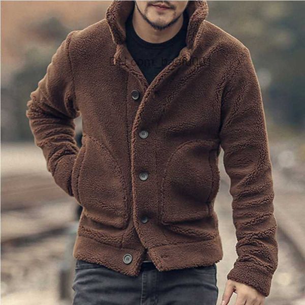 Men&#039;s Jackets Mens Winter Coat Fleece Jackets Coats Streetwear Long Sleeve Solid Lapel Outerwear Button Up Fluffy Fashion Winter Plush