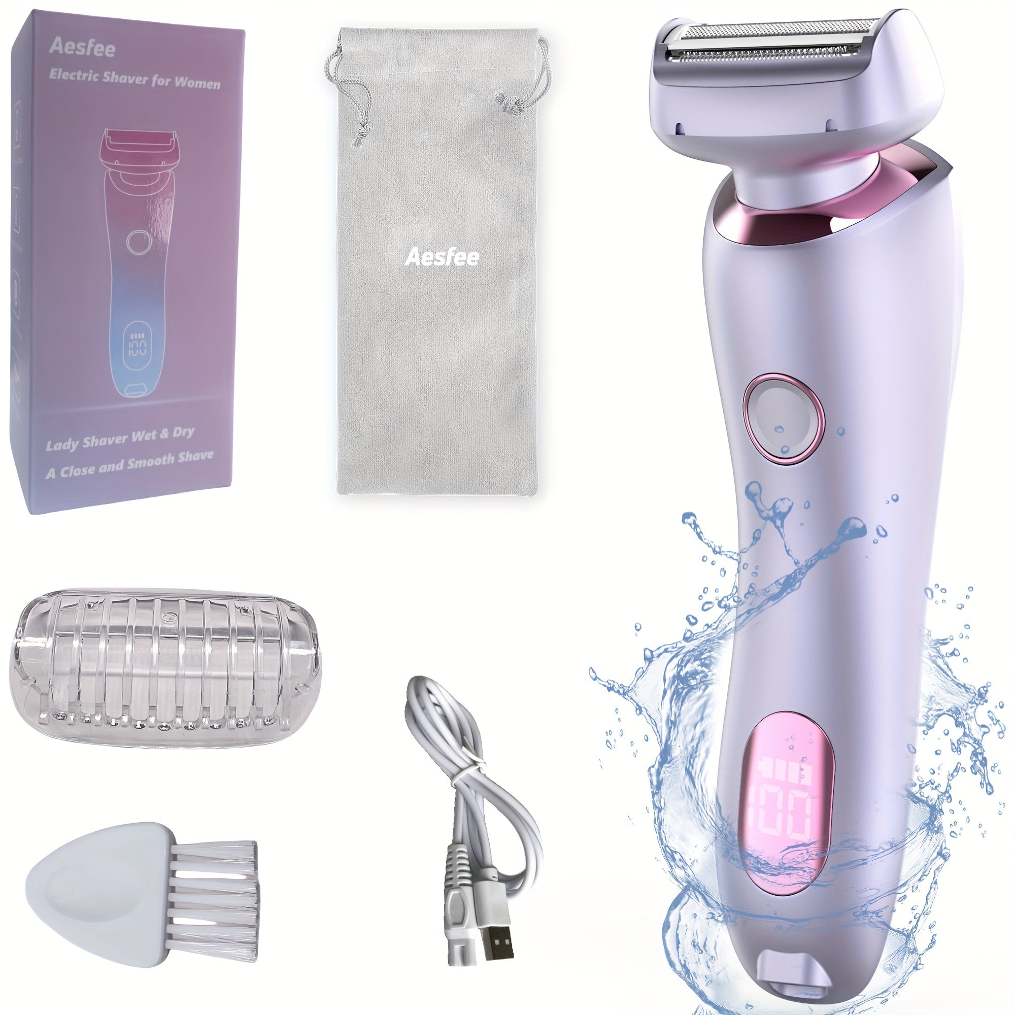 TEMU Aesfee Electric Shaver For Women Legs - Lady Razors Hair Removal Wet Or Dry For Underarm Arm Bikini Private Area Pubic Hair - Portable Body Hair