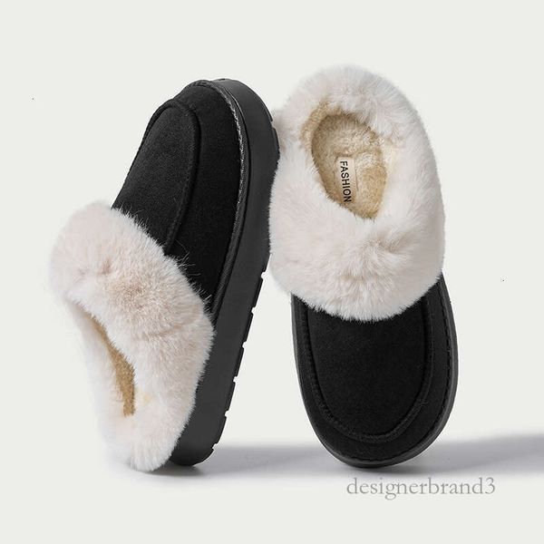 Furry Warm Men Winter Cotton Male Flats Soft Non-slip Slides Household Indoor Slippers hf sve
