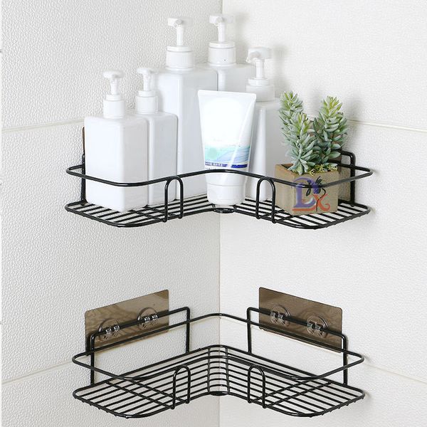 Storage Holders Rac 1Pc Iron Bathroom Shelf Shower Caddy Wall Mount Shampoo Shees with Suction Cup Kitchen Organizer Accessories 230418