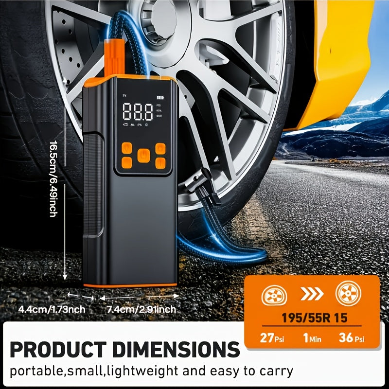 TEMU Fast Inflation Tire Air Compressor Pump With Digital Pressure Gauge, 180 Psi For Cars, Motorcycles, Bicycles – Portable, No Battery Needed,