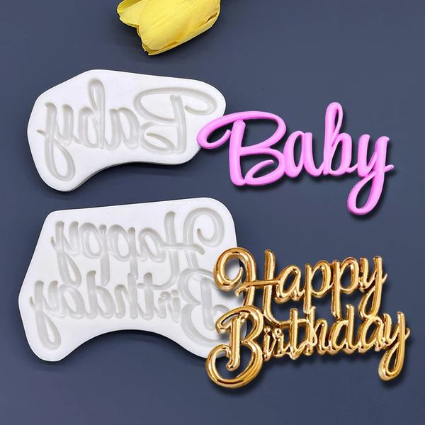 Happy Birthday Baby Silicone Mold Sugarcraft Cupcake Baking Fondant Cake Decorating Tools 250107