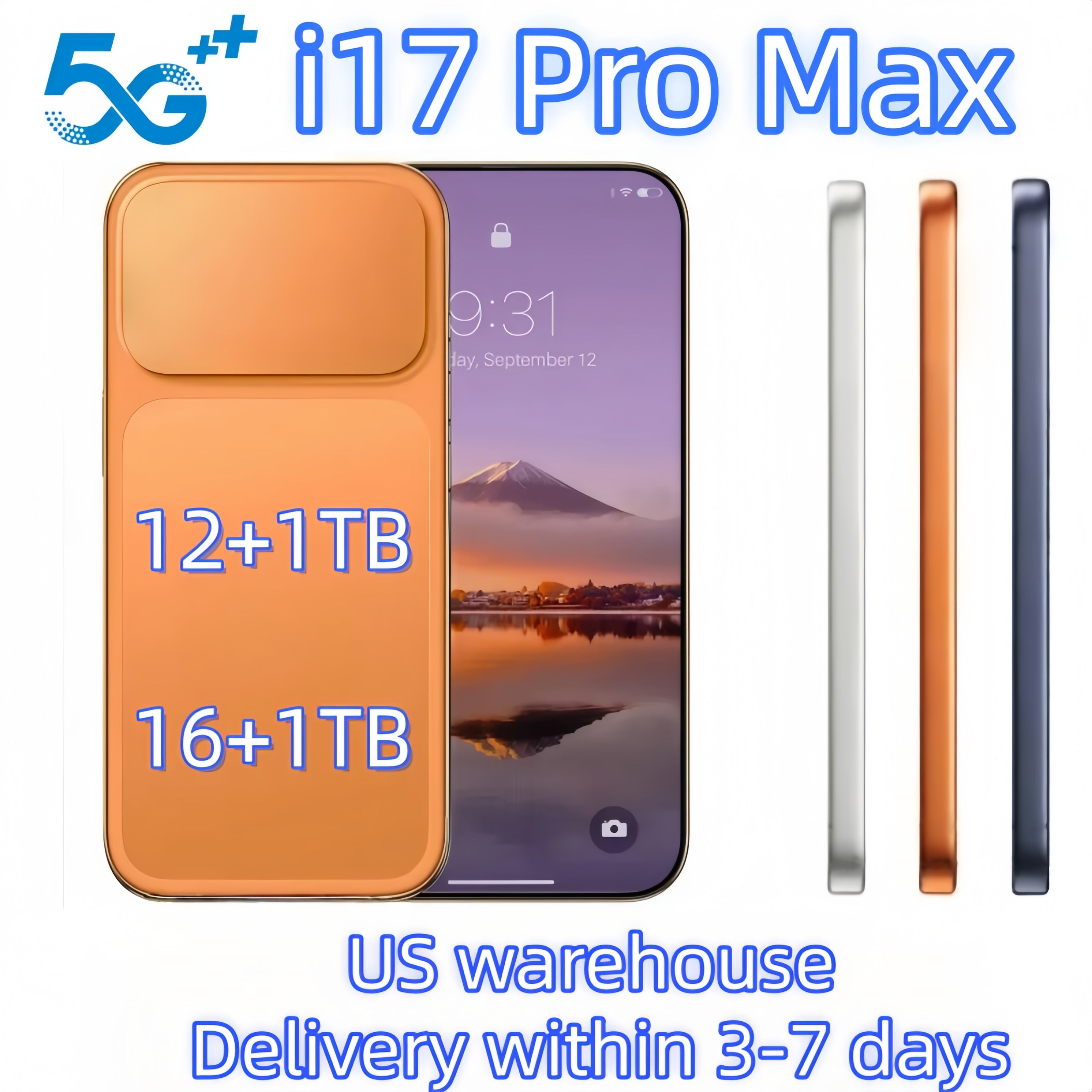 i17 pro max cell phone 5G smartphones 16GB RAM 1TB full screen HD+Android operating system Face ID GPS Octa Core android unlock mobile phones Sealed