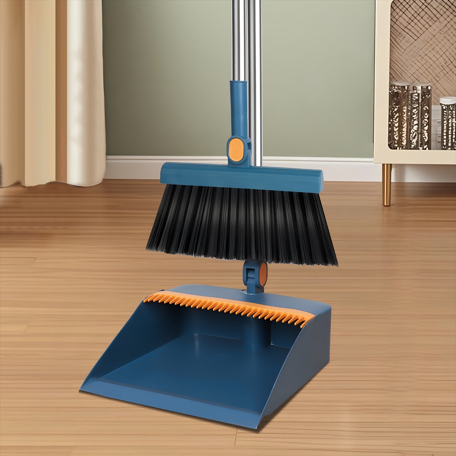 TEMU Household Broom Set, Long Handled Floor Cleaning Broom Dustpan Set, Rotatable Broom And Dustpan With Comb, Used For Removing Dust And Garbage,