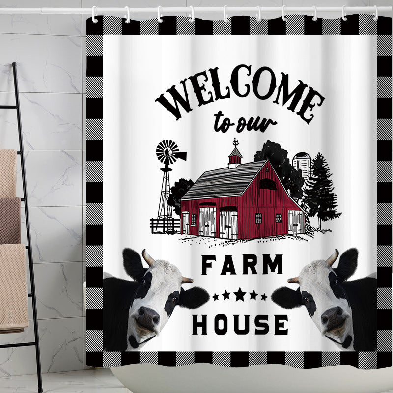 YL-37522 Hot selling digital printed shower curtain animal waterproof, mildew-proof and moisture-proof bathroom dry and wet separation curtain