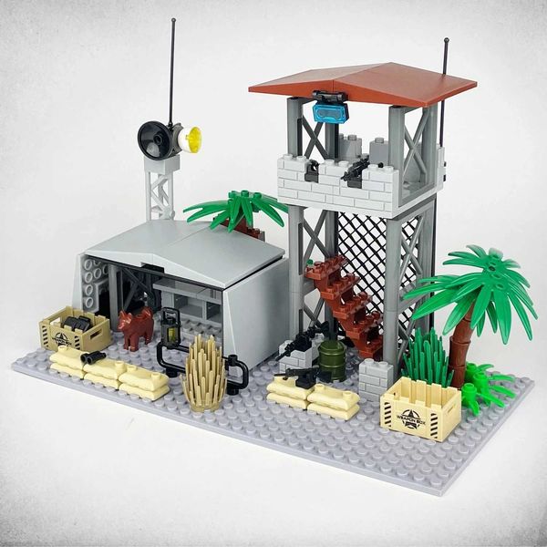 Blocks World War 2 WW2 Army Military Soldiers SWAT Sentry Tower Command Post Bunker Model Building Blocks Bricks Childrens Toys Gift H240104