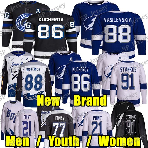 #86 Nikita Kucherov New Brand hockey jersey #59 Jake Guentzel Andrei Vasilevskiy Brayden Point Steven Stamkos Ryan McDonagh Anthony Cirelli