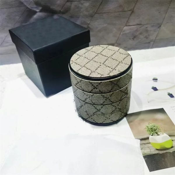 Reviem Female Designer Presbyopia Leather Jewelry Box Vintage Multi Rotating Jewelry Storage Box Mirror Frame Earrings Patten Box Necklace C