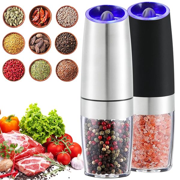 Electric Pepper Grinder Stainless Steel Automatic Gravity Shaker Salt Pepper Grinder Spice Mills Grinding Tools Kitchen Gadgets 250208