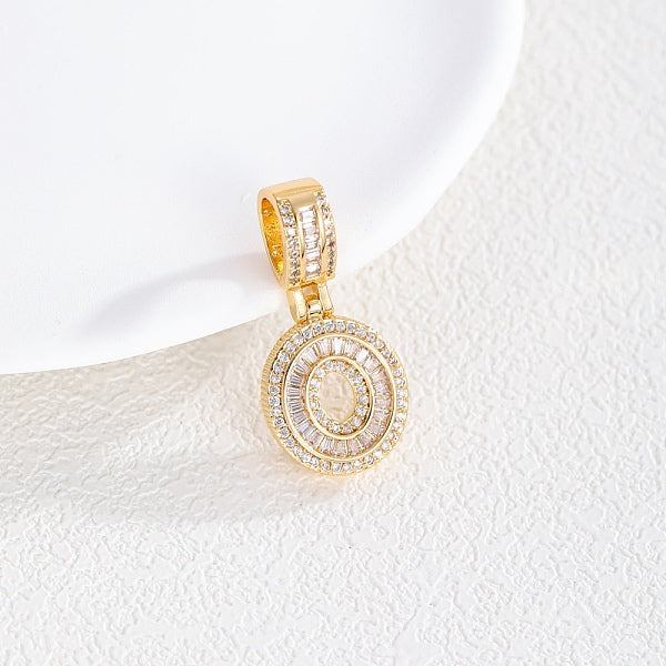 Breloques pendantes européennes en laiton et zircone cubique transparente