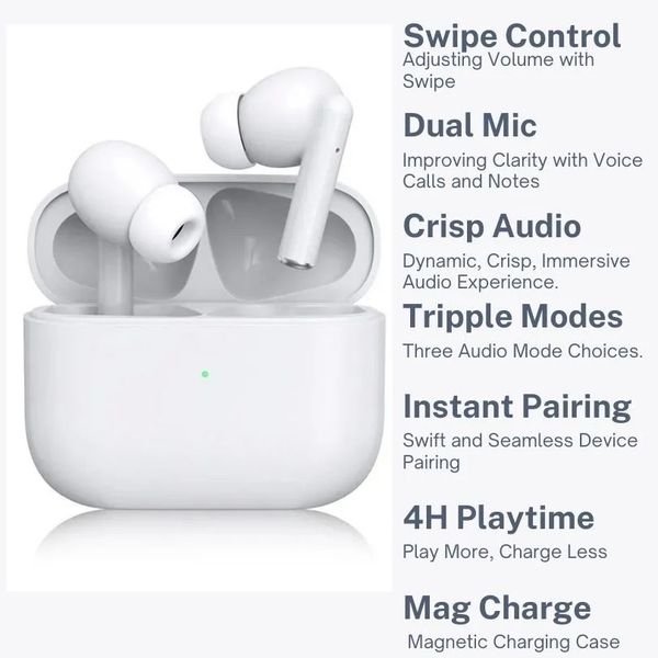 TWS PRO2 Wireless Earphone earphones ANC Noise cancelling Earbuds Wireless Charging gaming Bluetooth Headphones Generation In-Ear Detection