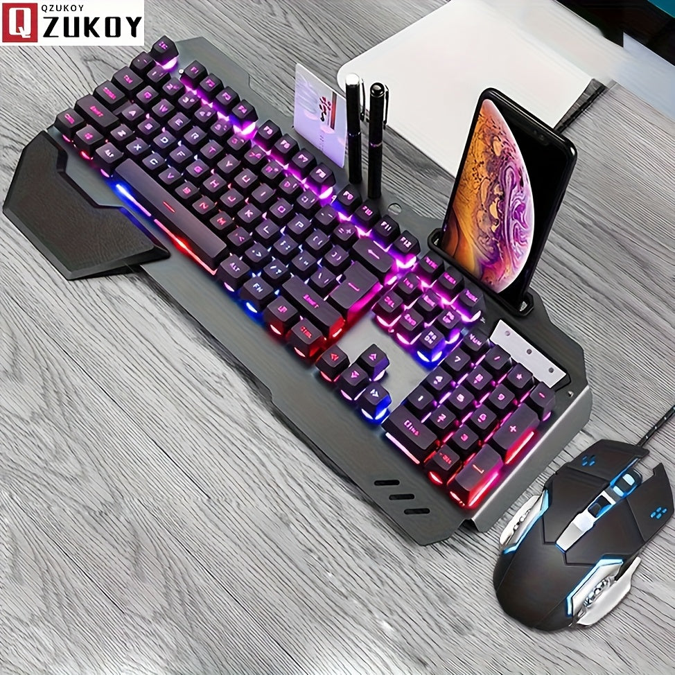TEMU Qzukoy Wired Gaming Keyboard And Mouse Set With The Wrist Rest Mechanical Feel Board Rgb Backlit For Pc Desktop
