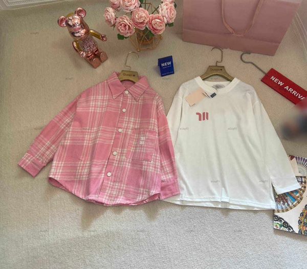 Brand Child Shirt baby Autumn two-piece set Size 110-170 CM girls Blouses kids designer clothes Cute pink shirt and base pullover