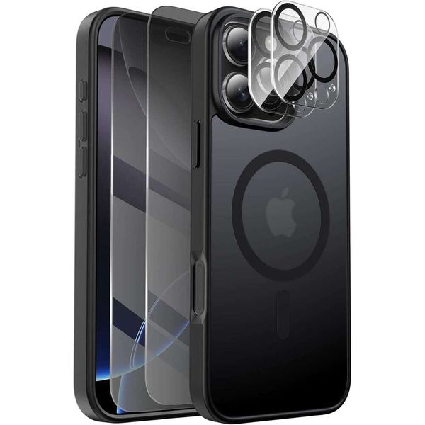 patible with MagSafe,with 3 Privacy Screen Protector X2 Translucent Shockproof Phone Case for Apple iPhone 16 Pro Max 6.9inch Black MagSafe