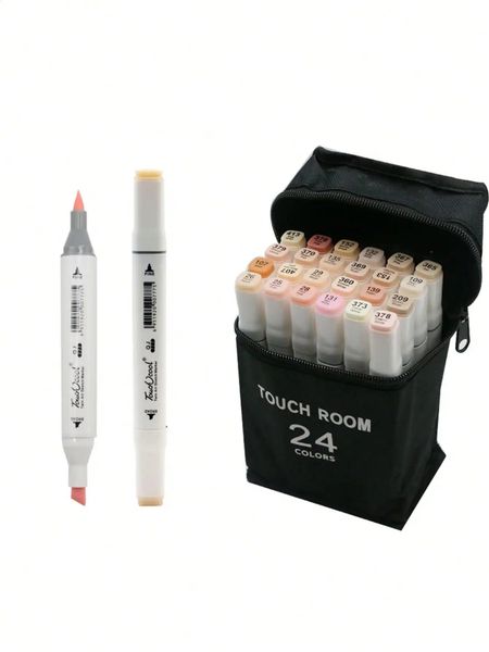 Bview Art Dual Tip Alcohol Based Flesh Color Marker Pen Set 24colors Skin Tone Hair Art Markers 250110
