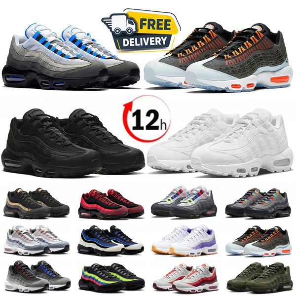 designer shoes Neon 95s for men women running shoes daily outfit train sneaker Triple Black White Red Geen Blue Pink Navy mens outdoors tria