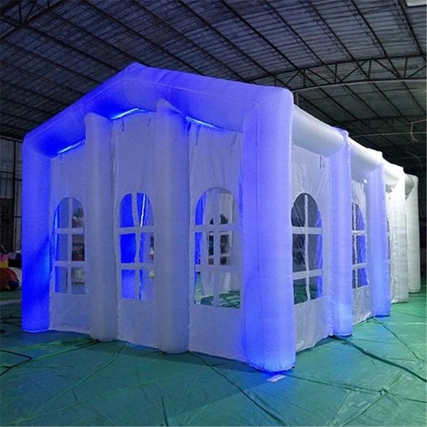 wholesale Multipurpose Outdoor Inflatable White Tent wedding tunnel house with led lights large air marquee advertising gazebo for commercia
