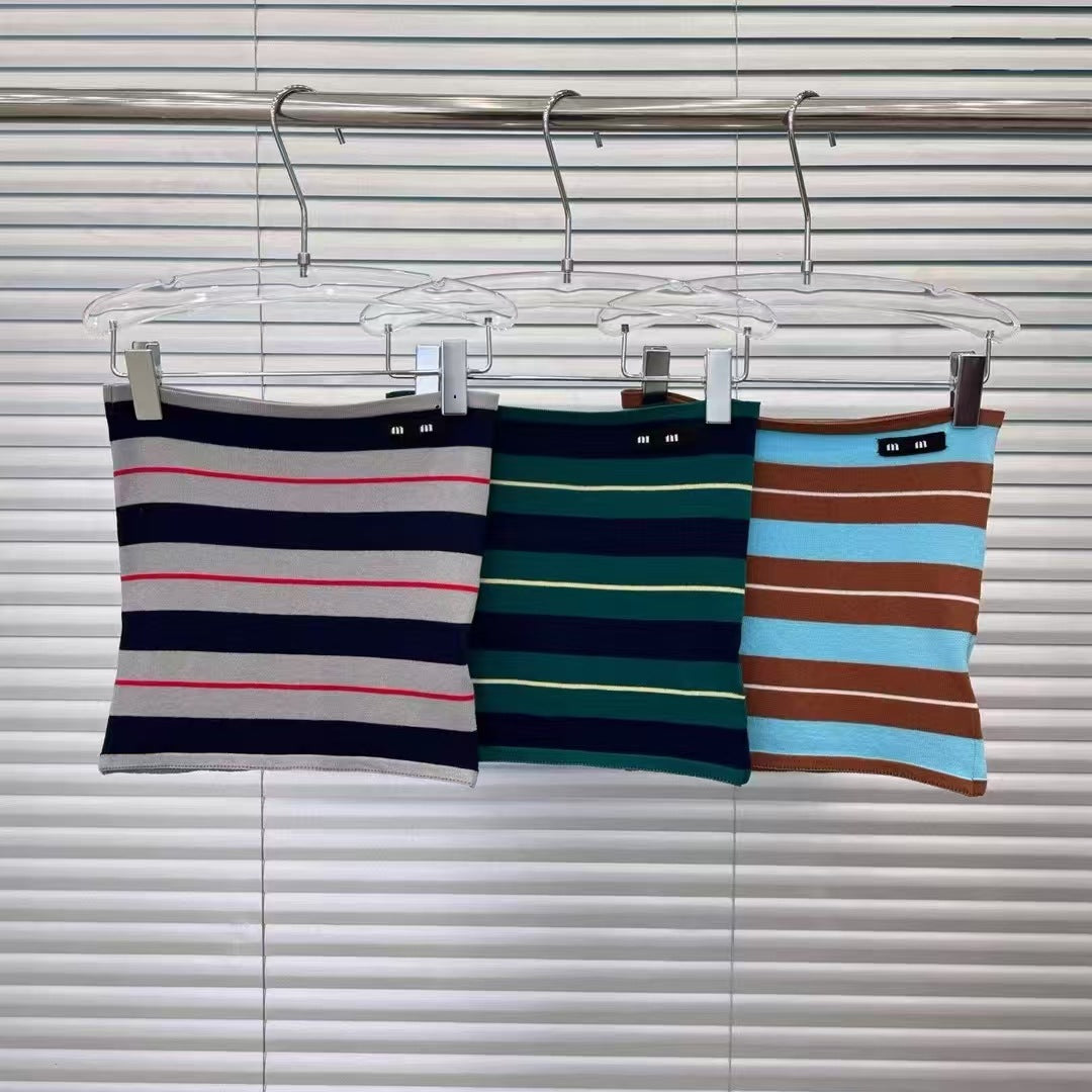 Women&#039;s Tanks & Camis Designer Embroidered double-layer strapless vest with contrasting colors sleeveless short top