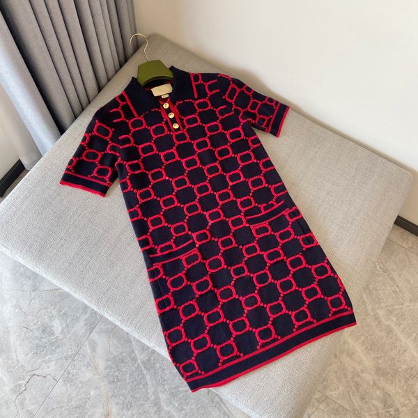 womens casual dress summer dresses knits fashion long skirts designer woman short sleeve skirt classic letter embroidery dress highquality p