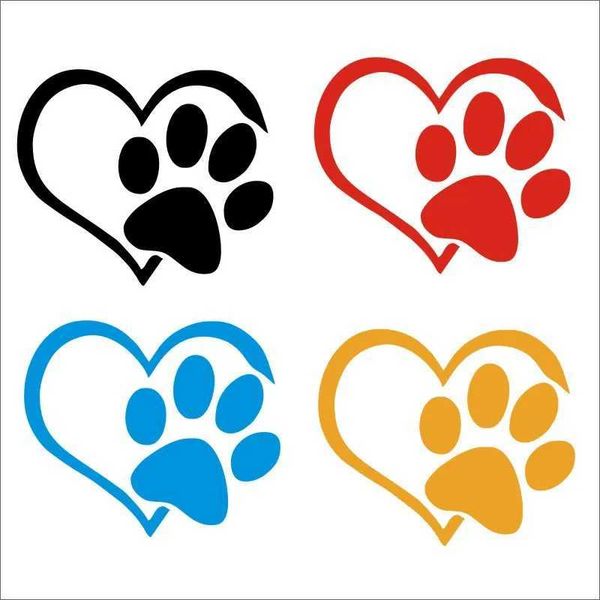 Wall Sticker Print Pet Paw With Heart Dog Cat Vinyl Decal Car Window Bumper Wall sticker decor for home wallpaper Y240730