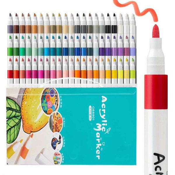 Watercolor Brush Pens 60-80 Colors Acrylic Paint Pens for Rock Painting Water Based Paint Markers for Stone Glass Easter Egg Wood and Fabric