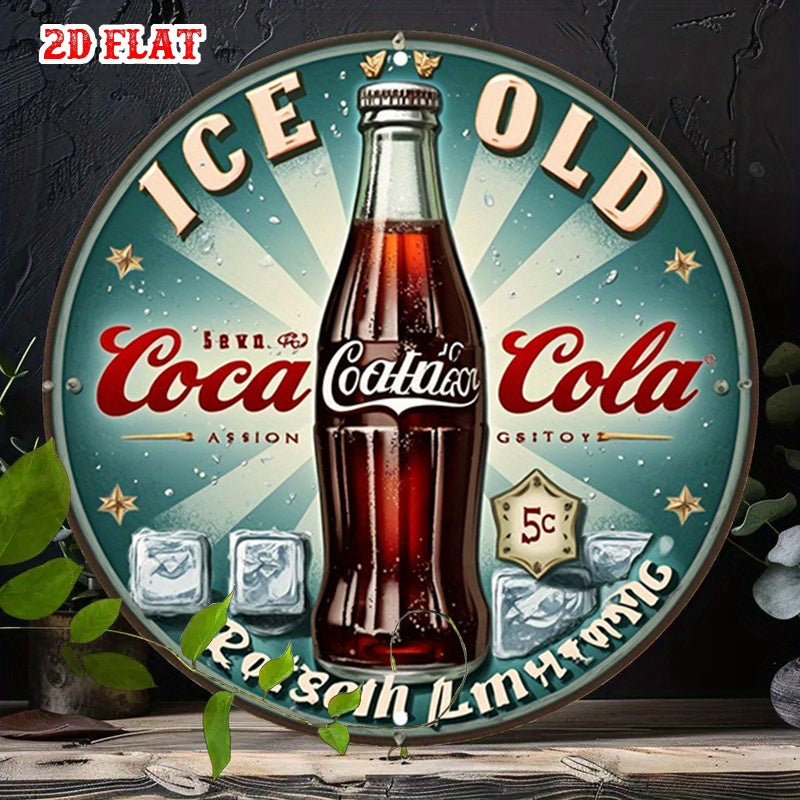 TEMU 2d Flat, 1pc Bottle Retro Metal Wall Decor - Advertisement Sign, Red & Teal Retro Colors, Diner Garage For Man Cave Decoration - Collectible