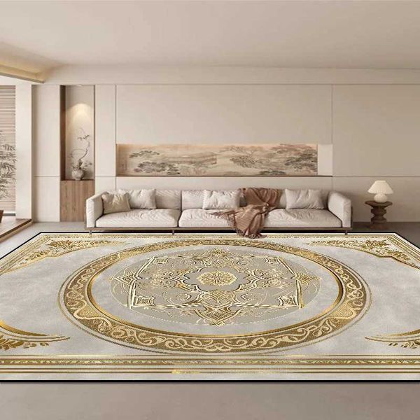 Luxury European gold carpet used for living rooms large area decoration living rooms sofas floor mats anti slip washable carpets W240815