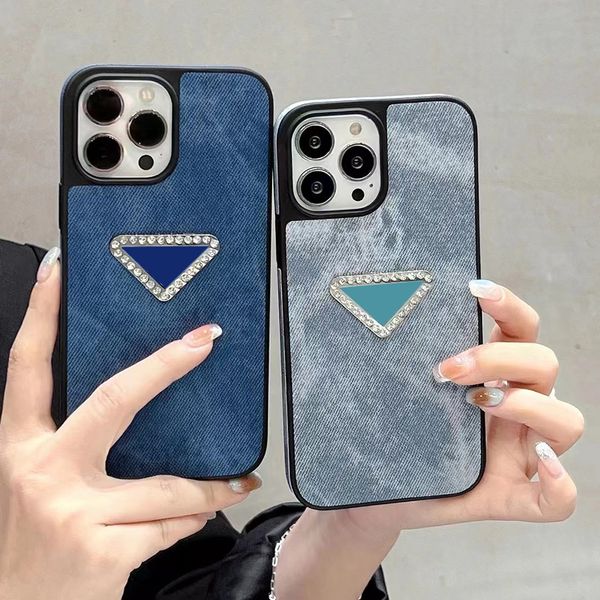 Denim Fabric Hand Feel Designer Phone Case For Iphone 15 14 13 12 11 Pro Max Border Decal Luxury Case Soft Protective Cover