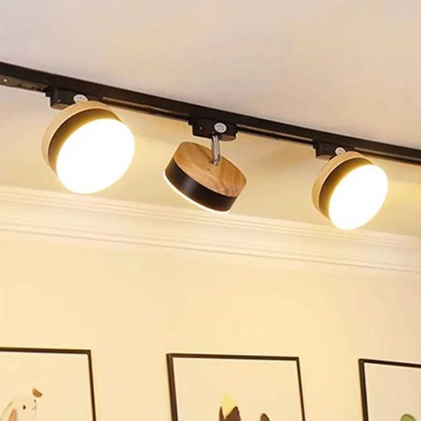 12W Nordic LED Track Light Wooden COB LED Ceiling Track Rail Spotlight Fill Track Lighting For Home Clothing Store DecorCL240730