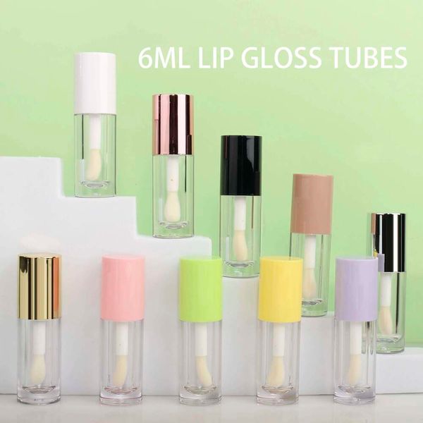 10 Pcs Empty Gloss Round 6Ml Tubes With Thumb Brush Bottles Container Tube Used For Filg Lip Glaze