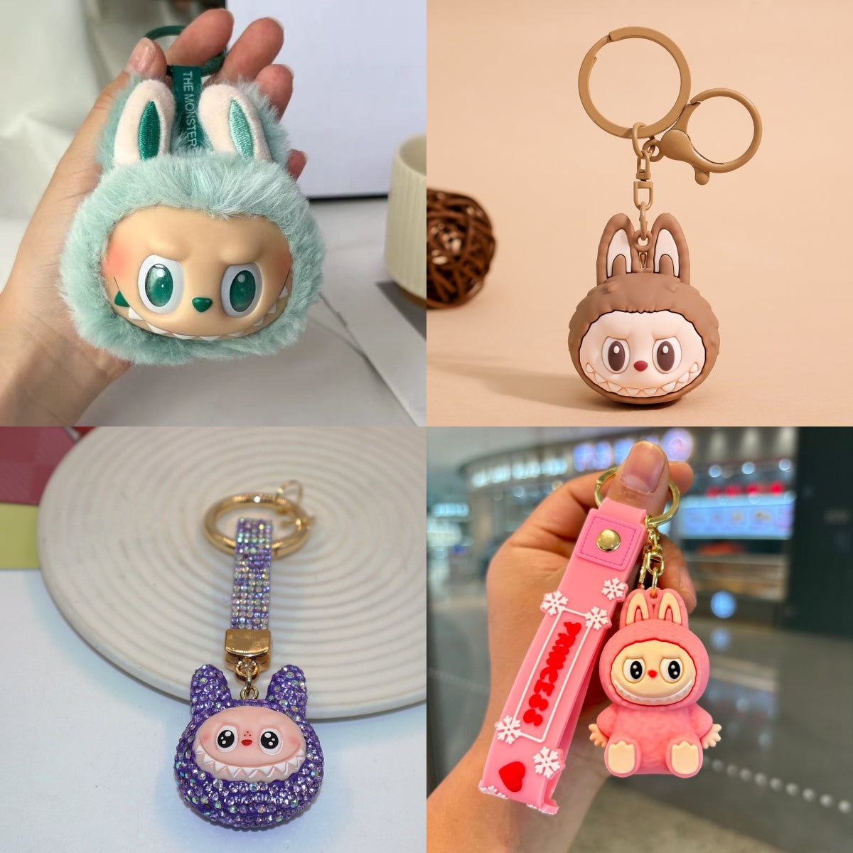 Labubu Keychain Designer Bag Charm Anime Monsters Big Into Energy Series Box Kawaii Figure Face Doll ClothesDoll Key Chain Decor Gift Blind
