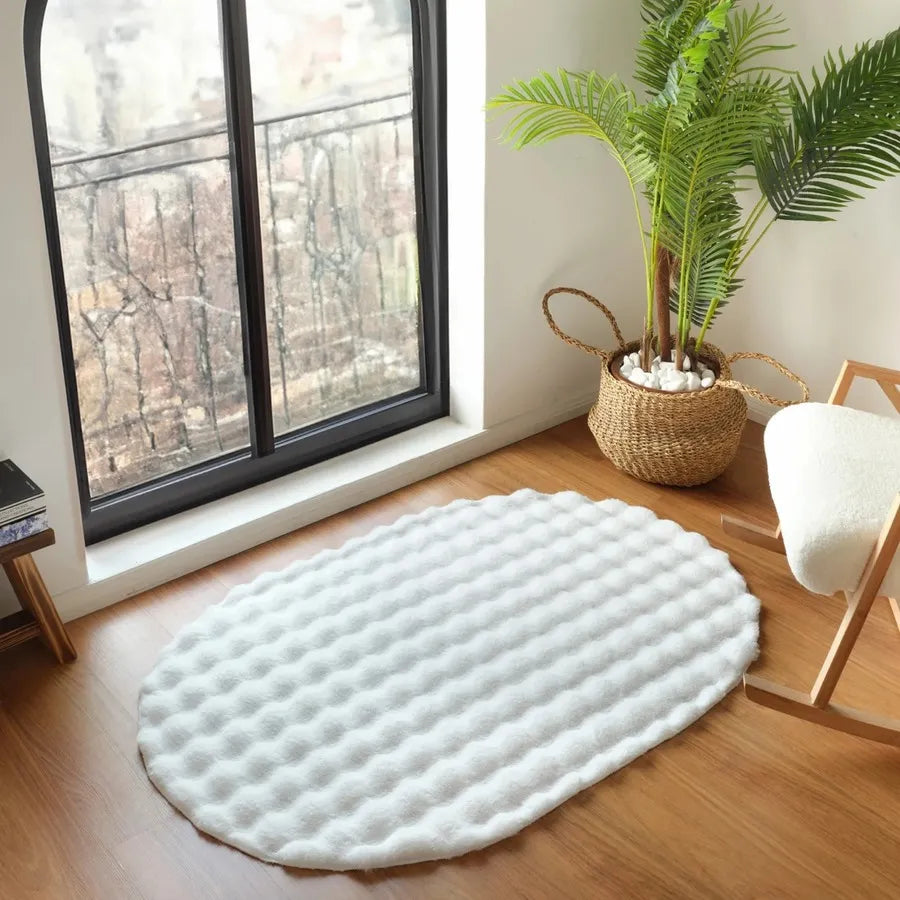 Kaşmir Rugs 7-24 Cosy Premium Bubble Rug, 80cmx150cm, White