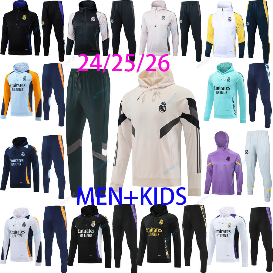 Soccer Tracksuit Set: Hooded Jacket Pants for Adults Kids, Training & Casual Wear,Experience unrestricted movement with the tracksuit&#039;s flexibl