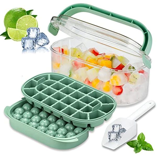 Ice Cream Tools Portable 2 In 1 Ice Cube Mold and Storage Box with Handle High Capacity 54 Slots Ice Ball Ice Maker Summer Kitchen Tools 230