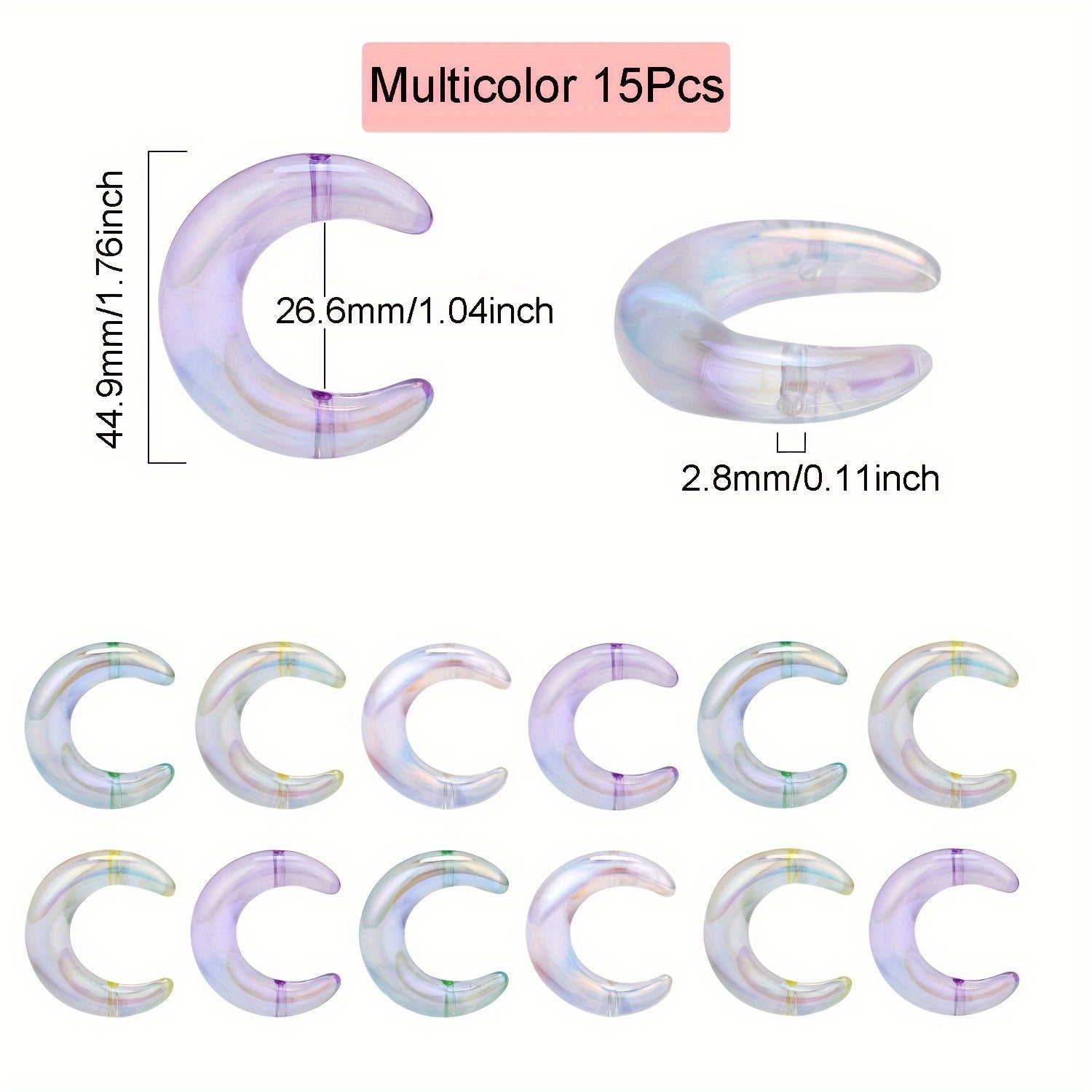 TEMU 15pcs Transparent Beads Multicolor Round Acrylic Beads Diy Pens Keychain, Used To Making Jewelry Diy Necklace Pendant Phone Chain Bead Crafts