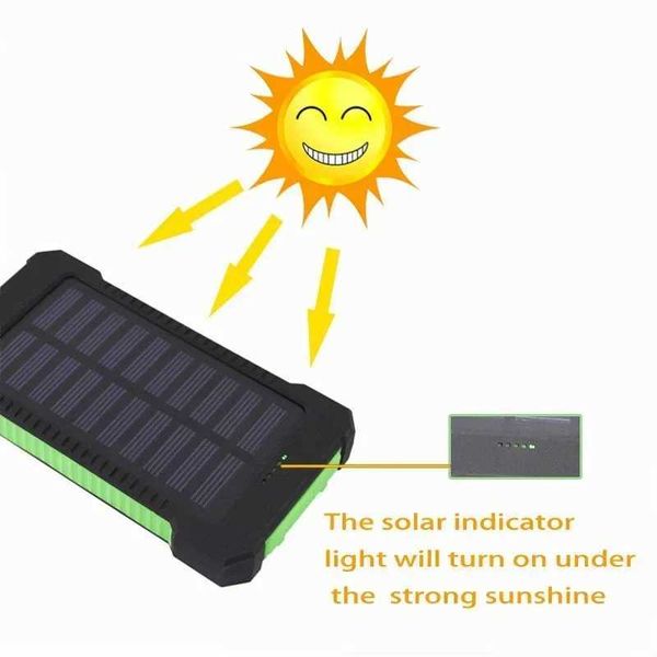 Cell Phone Power Banks 200000mAh Portable Solar Power Bank External Battery Fast Charging Waterproof Powerbank with SOS Flashlight Poverbank