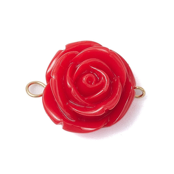 Undurchsichtige Harz rote Rose Blume Verbinder Verbinder Charms