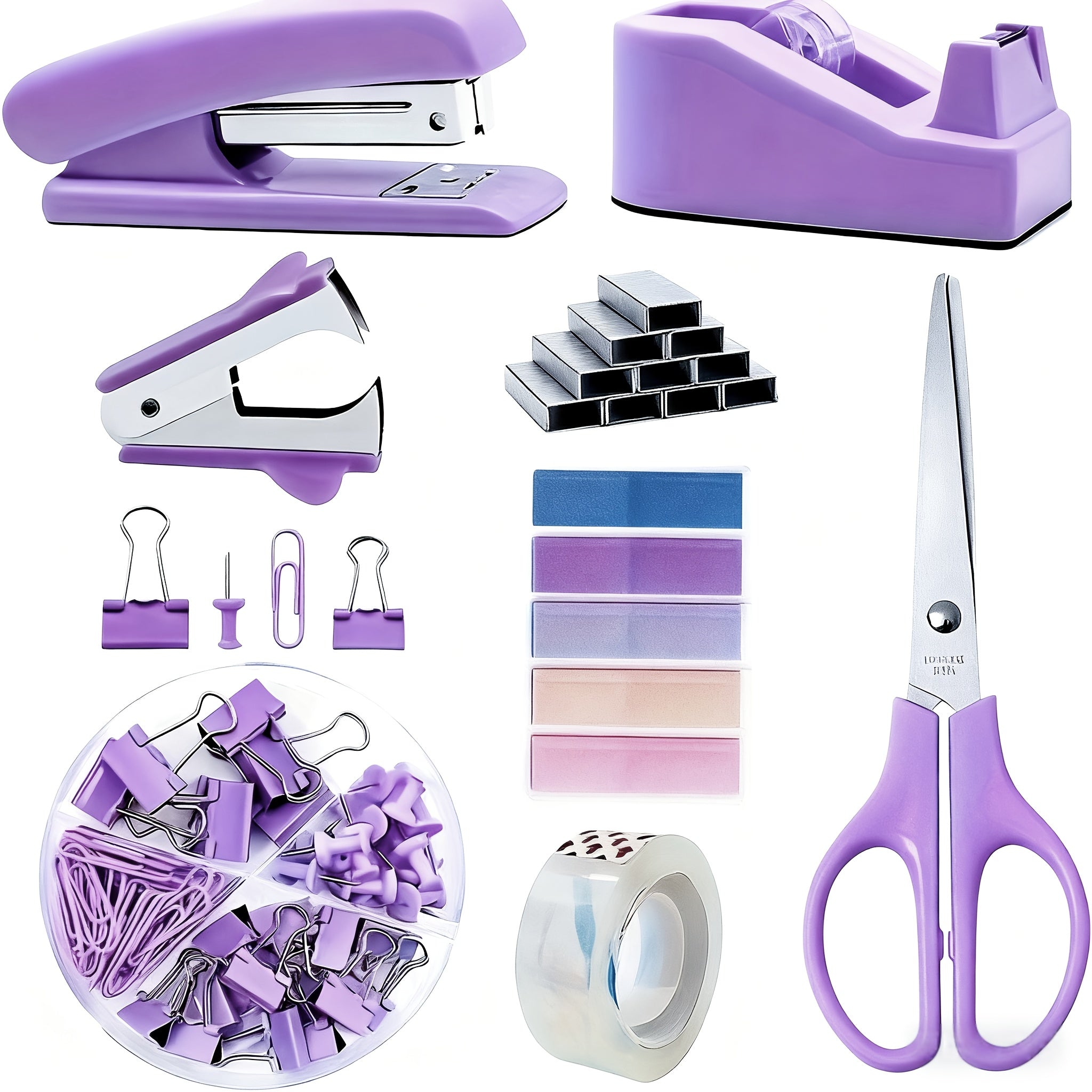 TEMU 2025 -in-1 Desktop Organizer With Stapler, Scissors, Tape, Staple Remover, & Punch - Space-saving Multifunctional Stationery For Home, School,