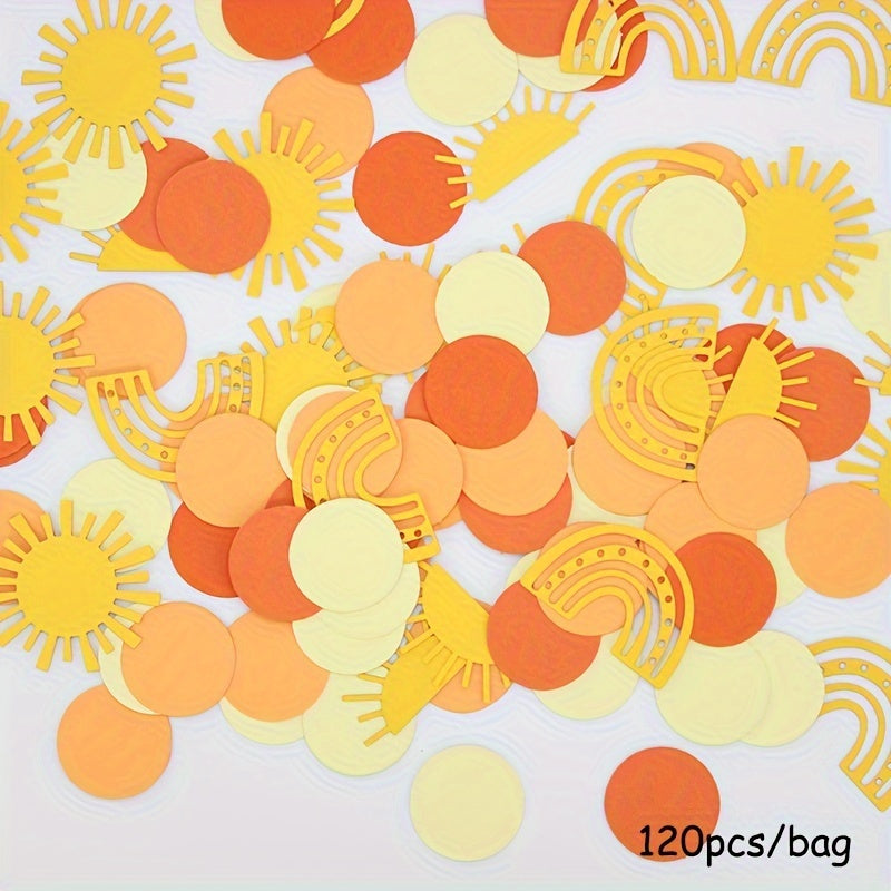 TEMU 120pcs Bohemian Sun And Polka Dot Confetti Set, Paper Party Decorations For Weddings, Birthdays, Bridal Showers, Universal , Desktop Decor,