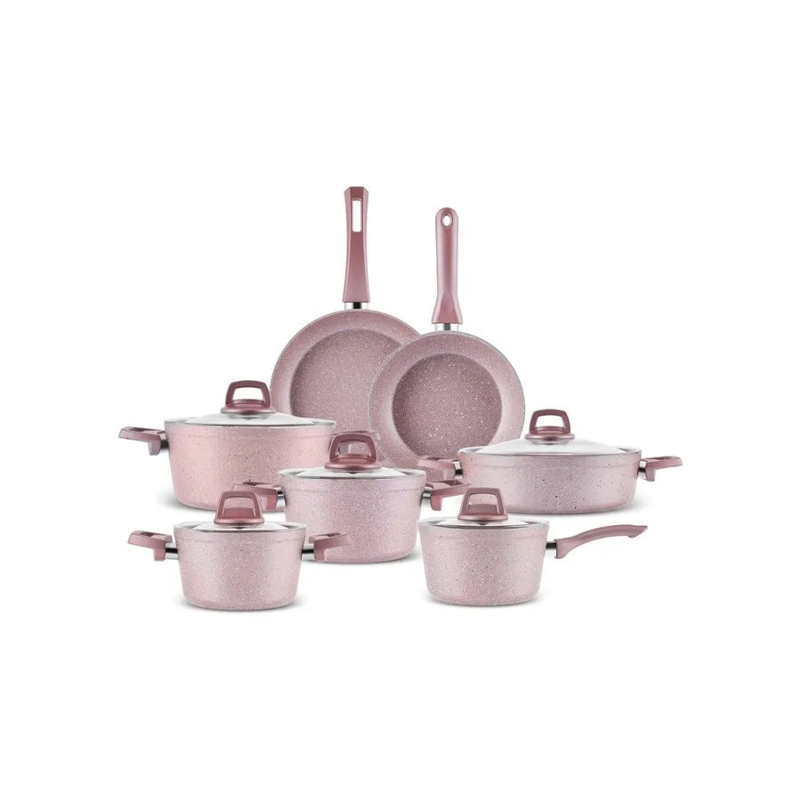 Karaca Rosegold Biogranite 12-Piece Induction Cookware Set, Rose Gold