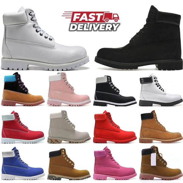 Fashion Designer Hiking Shoes Luxury Martin Waterproof Leather Winter Boots Classic Cowboy Cowgirl Motorcycle Military Rhubarb Black White B