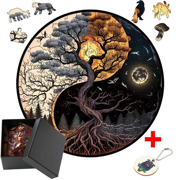 Tai Ji Wooden Puzzle DIY Crafts 3D Wood Puzzle Game For Adts Kids Family Interactive Brain Trainer Puzzle Toy Puzzle Game Z250117