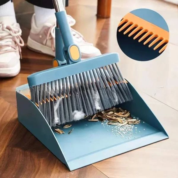 HT Up Stand and Dustpan Comb for Office Home Kitchen Indoor Floor Cleaning Use Broom Set
