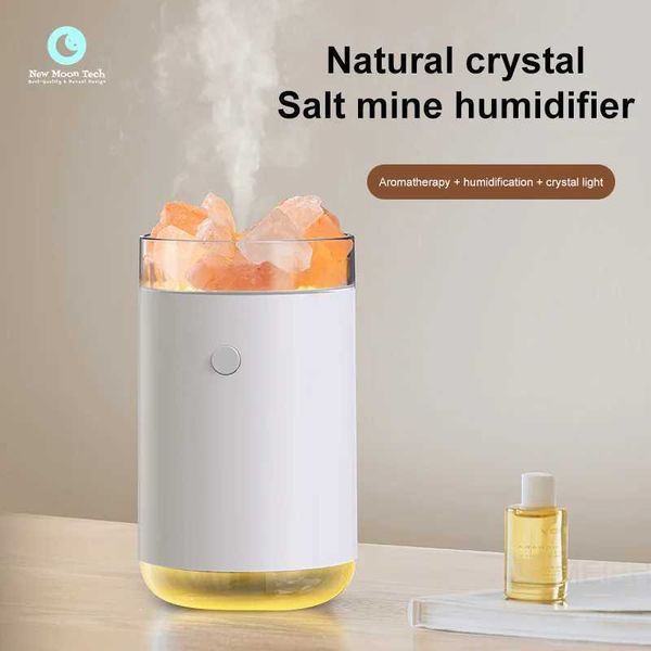 Natural crystal salt mine 260Ml large capacity humidifier with atmospheric glow in the dark electric essential oil diffuser Y241029