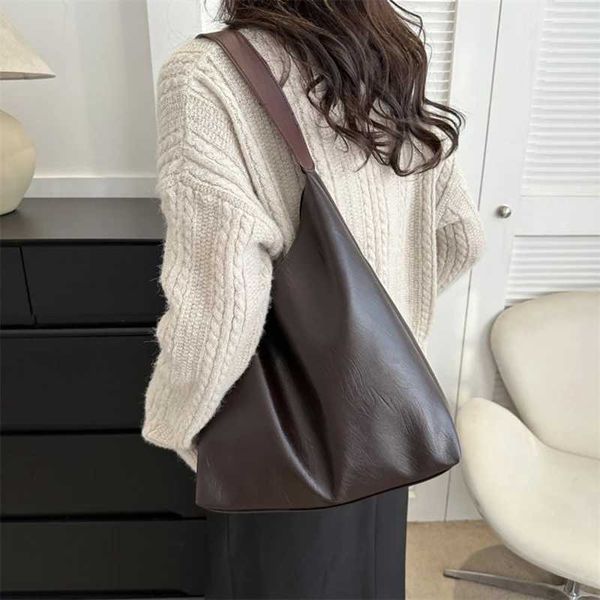 Large Capacity Female Handbag PU Underarm Bag Women Fashion Solid Color Simple One Shoulder Crossbody Commuting BagC241106