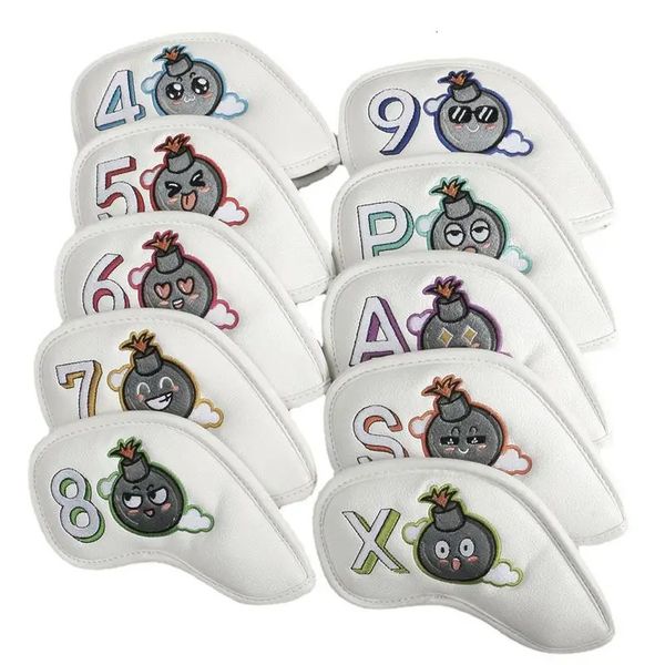 10Pcs Golf Iron Covers Portable PU Golf Club Iron Head Covers Protector Golf Putter Cover Golf Headcover Golf Accessories 241031