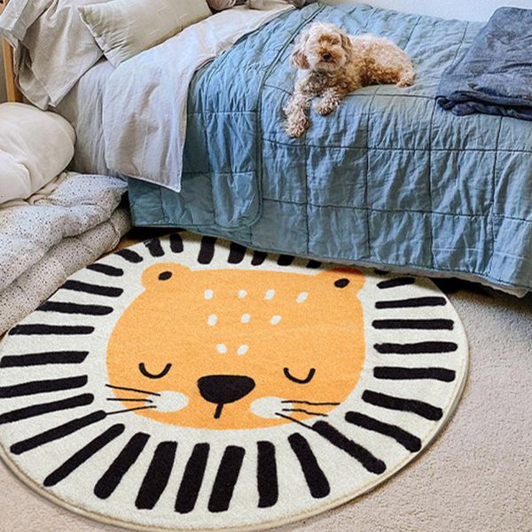 Carpet Nordic Carton Round Rug Carpets for Home Living Room Bedroom Kids Room Blanket Anime Floor Mat Decoration Salon Pile Area Rug 230724