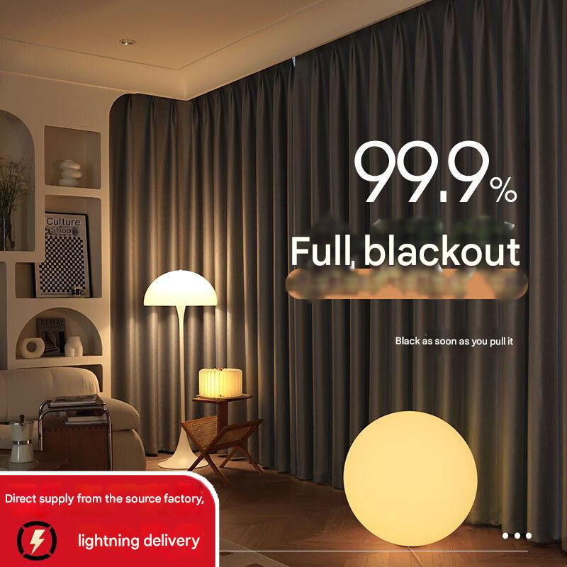 YL-35034 finished curtain blackout bedroom living room balcony sun protection heat insulation gray simple hook type high precision curtain wholesale